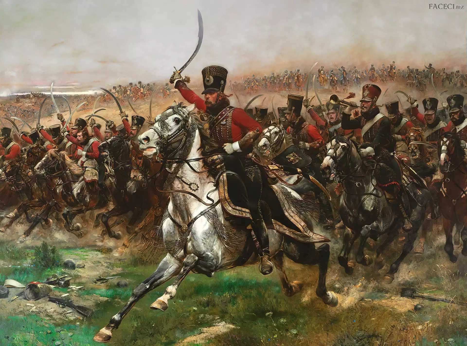 Konie, Bitwa, Obraz, Malarstwo, Jean Baptiste Édouard Detaille