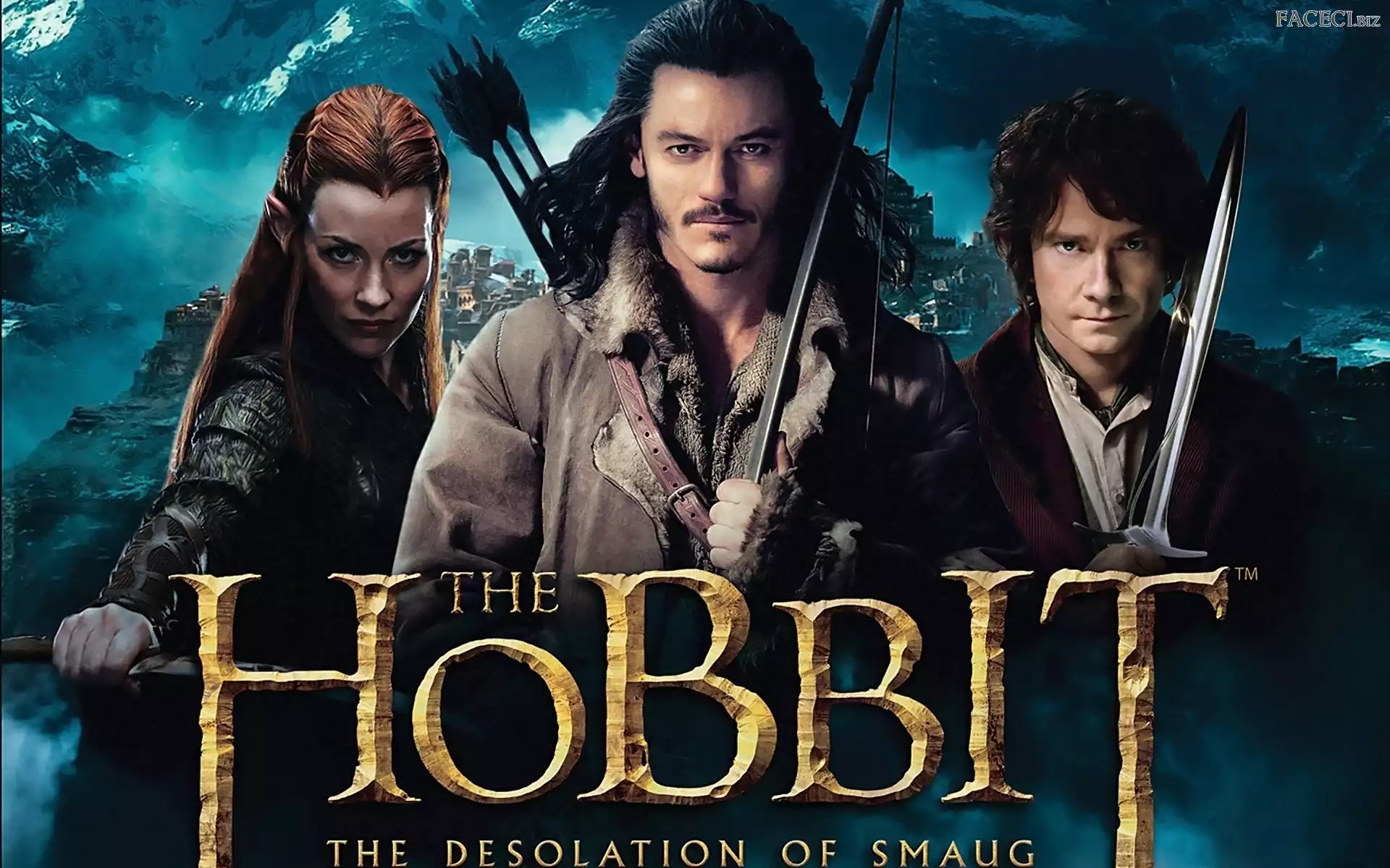 Pustkowie Smauga, Evangeline Lilly, Martin Freeman, Luke Evans
